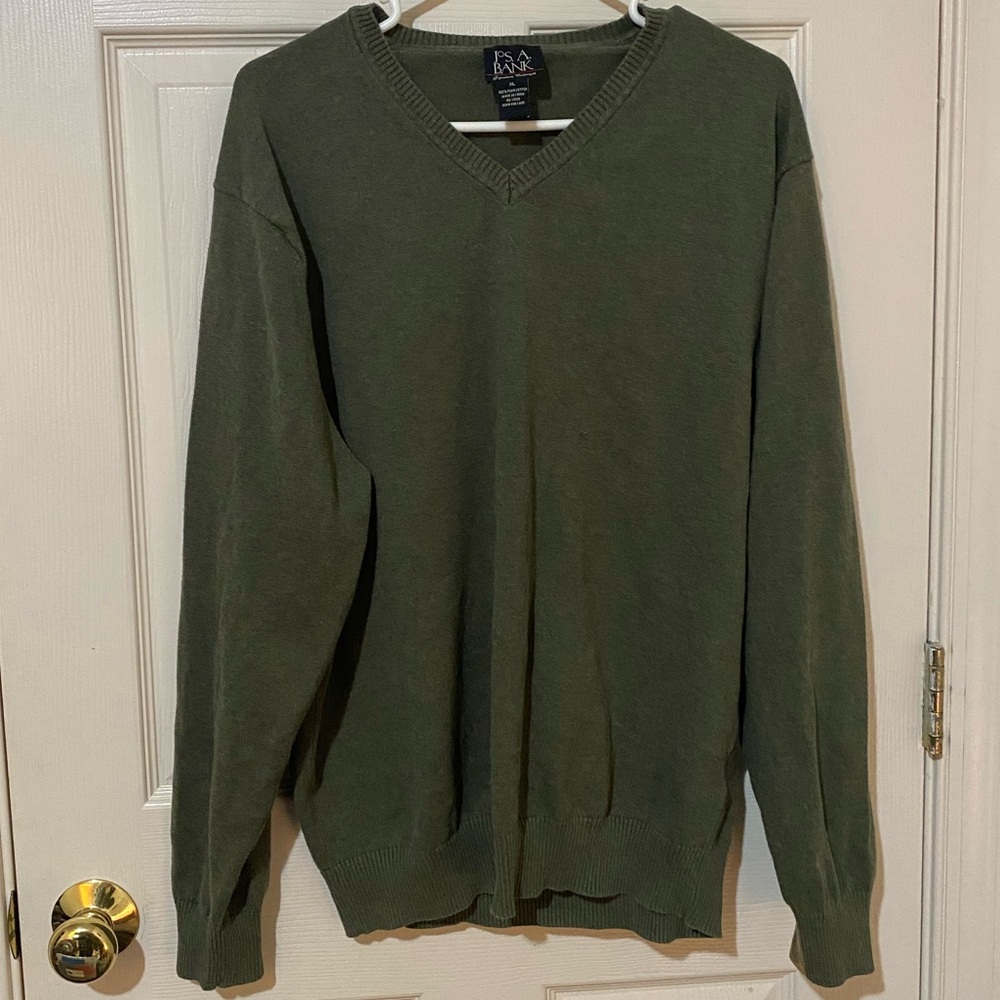 Jos. A. Bank Olive V-Neck Sweater